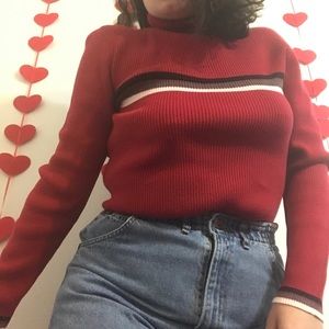 SOLD~ Casual Corner Annex y2k Striped Red Sweater